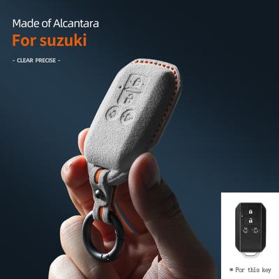 For Suzuki Spacia MK53S Jimny Sierra Swift Wagon 4Buttons Car Key Case Alcantara Suede Keychain Shell Protector Accessories