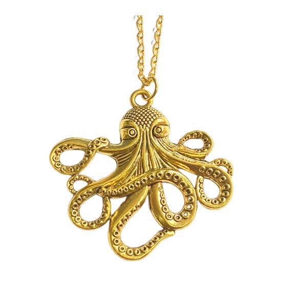 Vintage Octopus Necklace Punk Octopus Charm Necklace Retro Stylish Sea Creature Necklace Gift золотистый