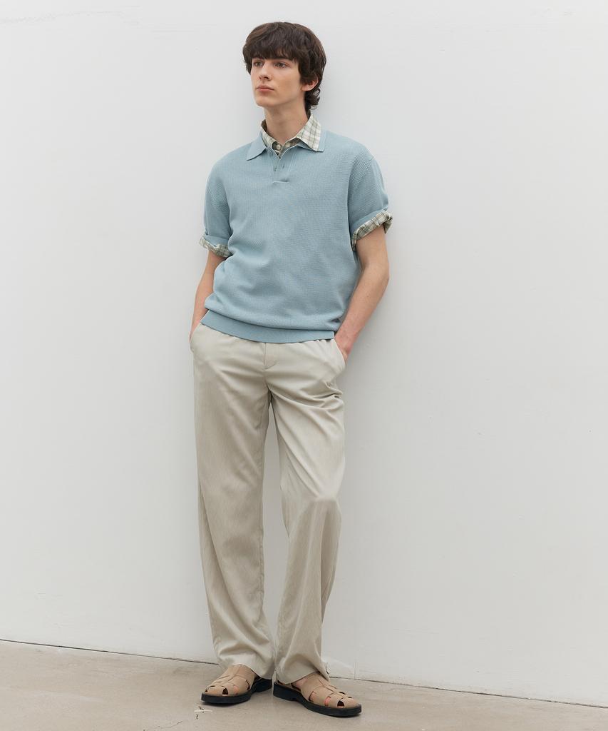 MINDBRIDGE Texture Modified Collar Short Sleeve Knit - 3 Colors