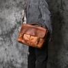 Retro Top Layer Leather Men's Handbag Crazy Horse Leather Casual Shoulder Messenger Bag with Horizontal Compartment for Men
