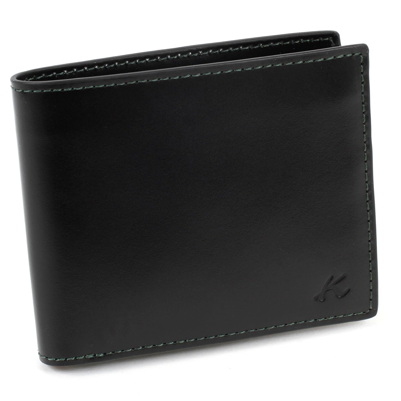 

Tanned Leather Bifold Wallet ZH0481 Green Stitch 15321 [Kitamura] (Billfold) Black/Dark [Black]