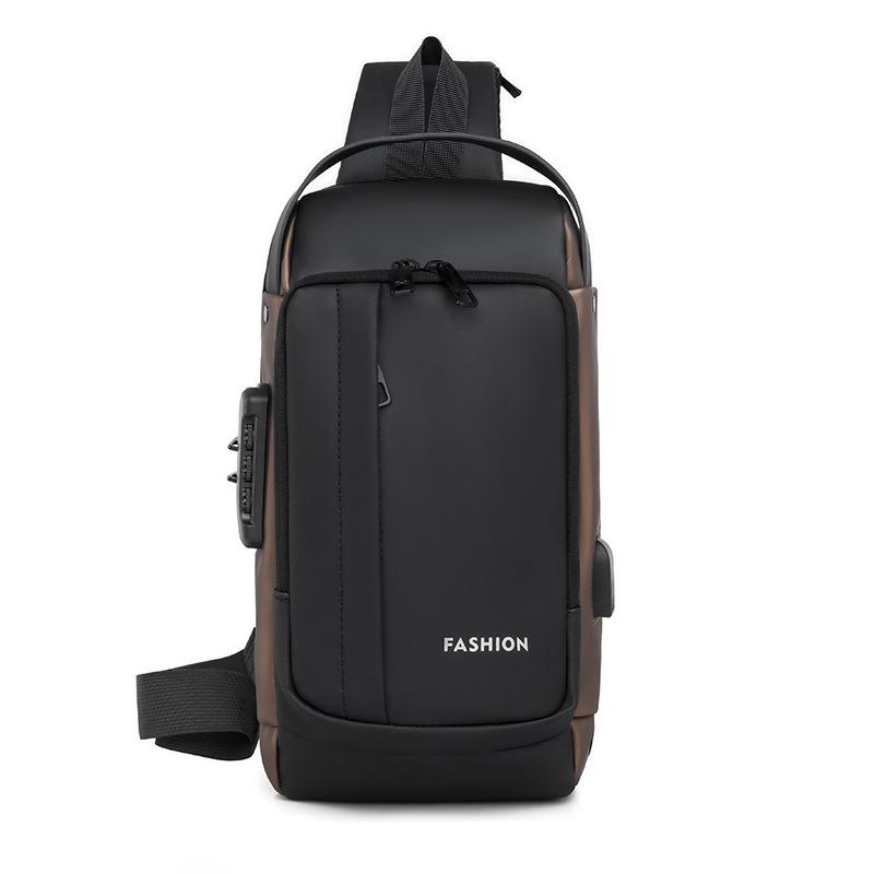 

TS JYL laptop bag,Men Chest Bag Password Lock Anti-Theft Waterproof USB Charging Waist Bag 17*8*31cm чорний