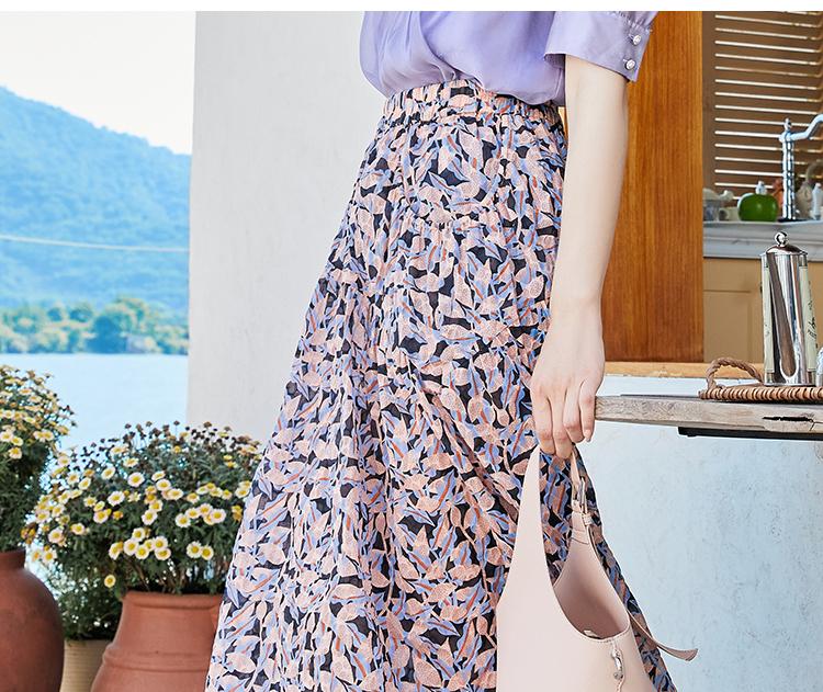Pure Cotton Temperament Floral Half Skirt