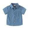 Boys Denim Shirt Short Sleeve Button Down Collared Casual Summer Top Fashion Clothing for Toddler and Kids