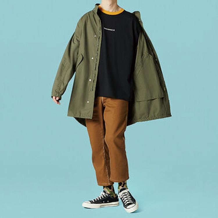 Converse Trench Coats Men's Army Green Stand Collar Moderate 10018369-A02