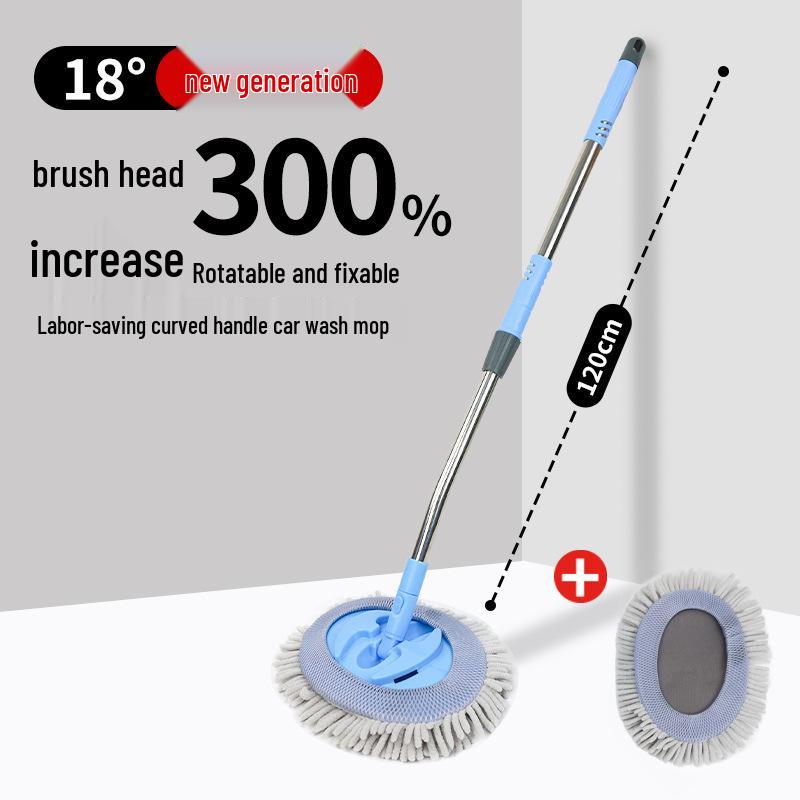 Curved Soft Bristle Telescopic Car Wash Mop & Brush