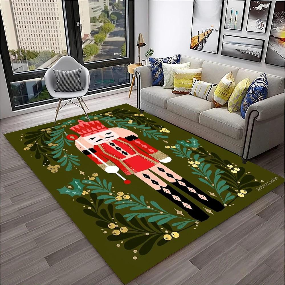 3D Nutcracker Christmas Tree Cartoon Carpet Rug for Home Living Room Bedroom Sofa Playroom Doormat Decor,kids Non-slip Floor Mat