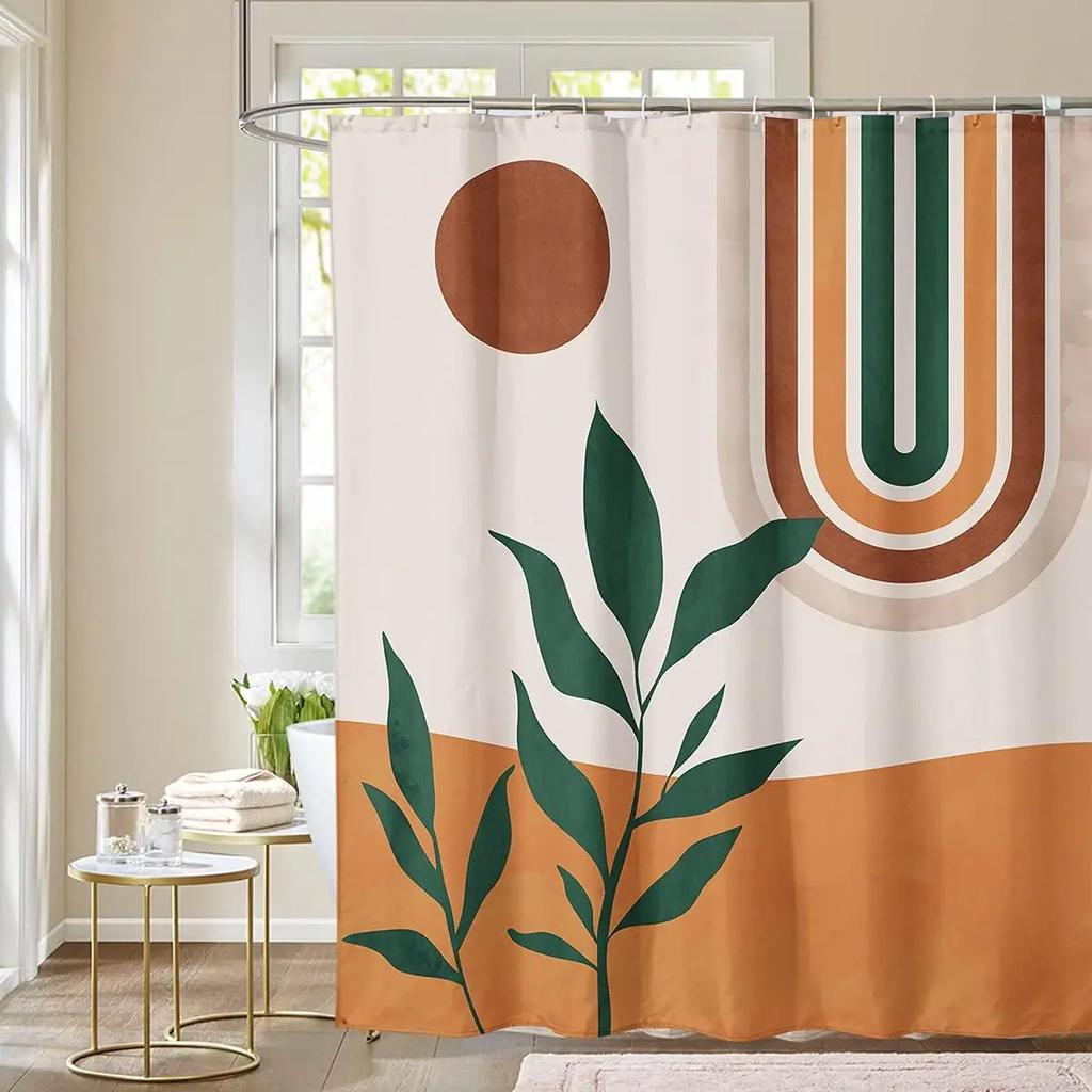 Abstrakt Katt Enkelt Baderom Dusjforheng Minimalistisk Morsomt Søtt Geometrisk Fargerikt Polyesterstoff Badeforheng Baderomsdekor