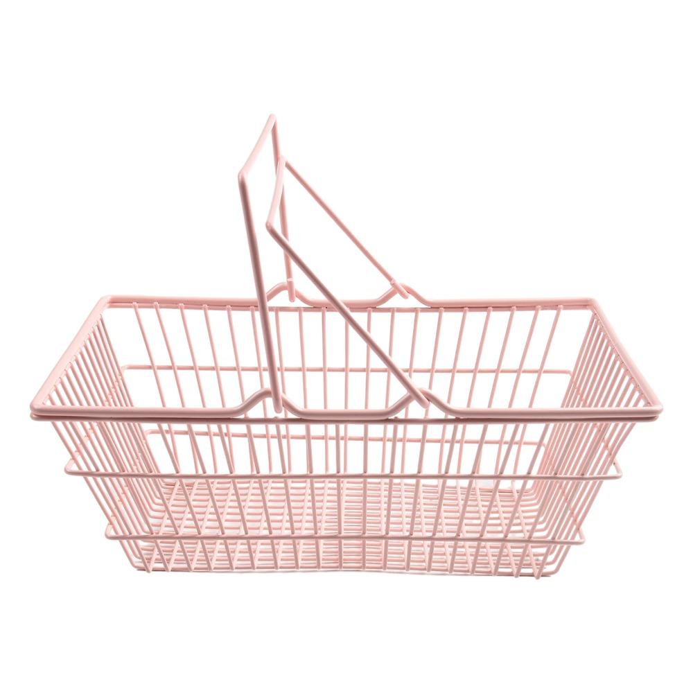 Metal Shopping Cart Storage Model Toy Trolley Container Portable Desktop Stationery Holder Desktop