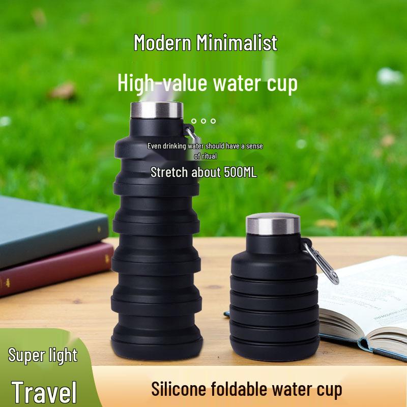 Silicone Collapsible Water Cup - High-Temp Resistant for Sports & Outdoors 500ml OPP Bag
