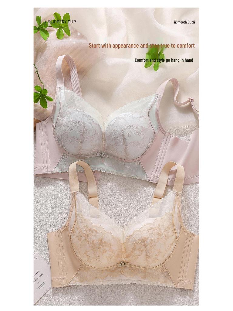 Lace Push-Up Wire-Free Bra for Small Busts - Adjustable, Skin-Friendly, Anti-Sagging Support