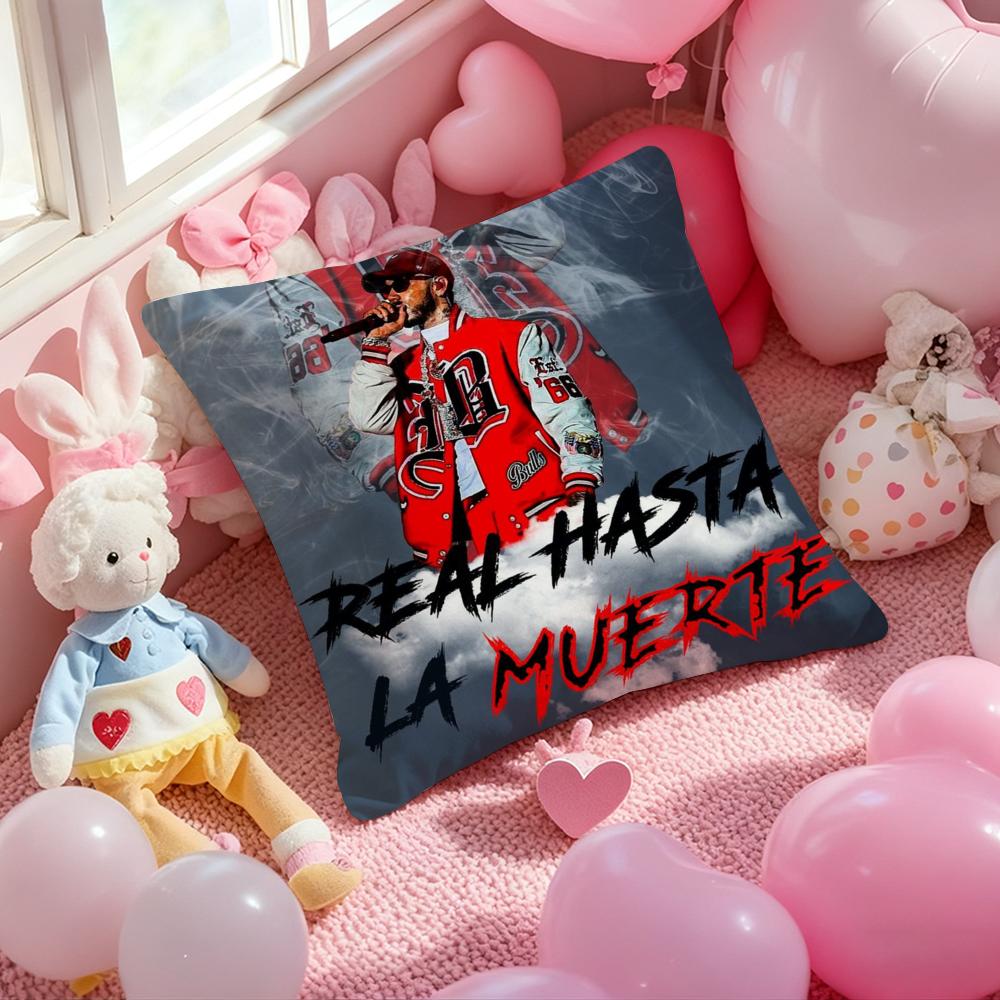 A-Anuel AA Real Hasta La Muerte Cushion Cover Pattern Printed Pillowcase for Living Room Sofa Cushion Cover & Bedroom Decor