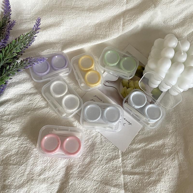 Contact Lens Holder with Tweezers Compact Transparent Plastic Case for Safe Hygienic Storage Anywhere