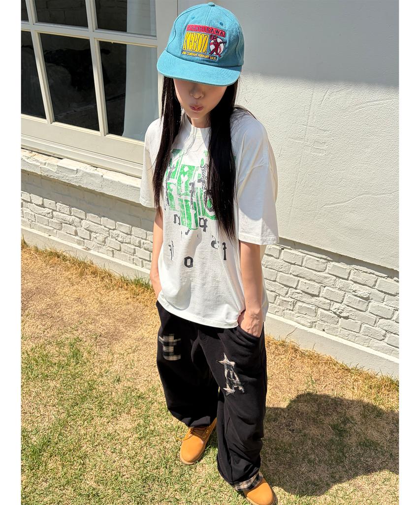 TRAVEL Check Roll-Up Sweatpants Black