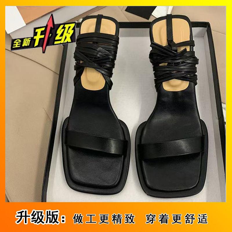 Cross Strap Thick Heel Sexy High Heels 2025 Summer New Popular French Niche Thin Fairy Style Sandals