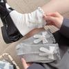 Female Spring and Autumn Sweet Heel Bow Wooden Ear Edge Ballet Wind Drum Pile Socks