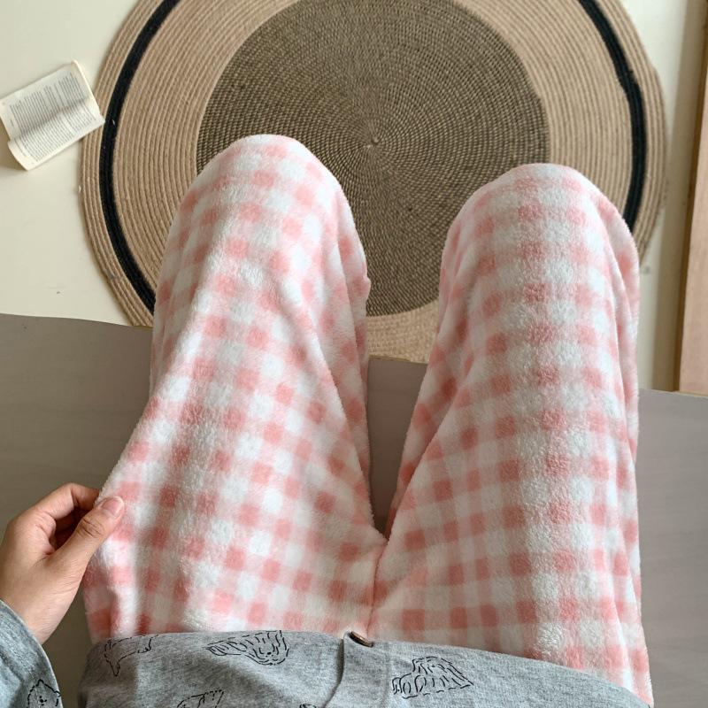 Damen Cartoon Flanell Fleecegefütterte Pyjamahose - Warmer Herbst-/Winterstil