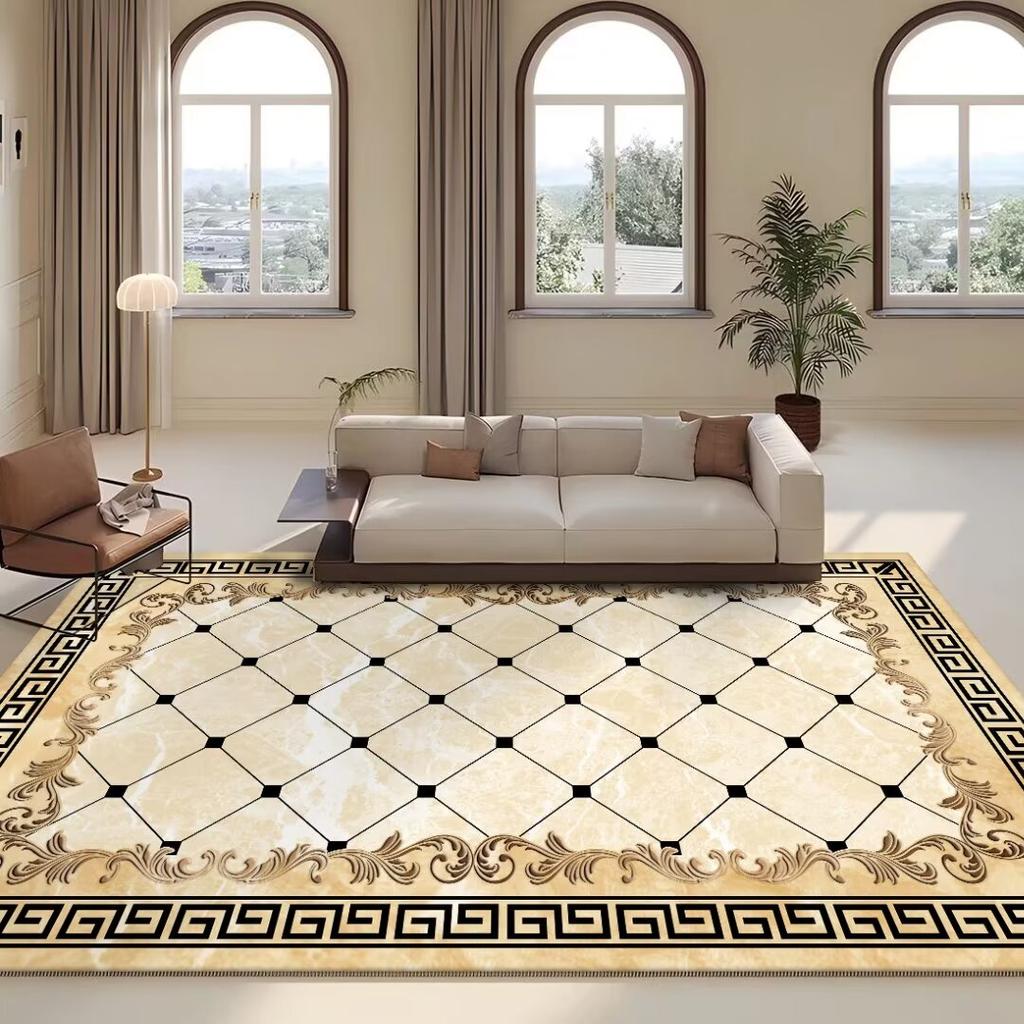European Style Living Room Luxury Decoration Carpet Gold Sofa Chair Large Area Rug Customizable Easy To Clean Non Slip Mat