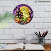 2D Flat, 1pc Round Aluminum Hanging Sign - Haunted House and Pumpkin Lantern Design, Happy Halloween Wall Decor, Durable Aluminum Sign, Suitable for