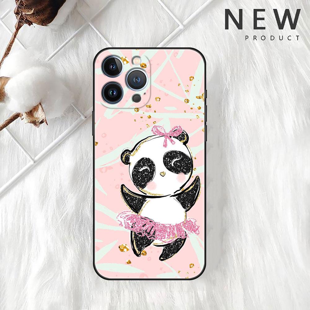 Niedliche Cartoon Tier Panda Hülle für Apple iPhone 14 Pro Max 13 11 12 Mini SE 7 8 Plus X XS 6 6S Silikon Handyhülle Weiche Funda