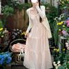 Gentle Pink Lace Camisole & Cardigan Set with Waist-Hugging Summer Dress
