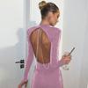 Women, Spring Autumn, Sexy, Backless, Chain, Glitter, Party, Elegant, Outfits, Long Sleeve, Mini Dress