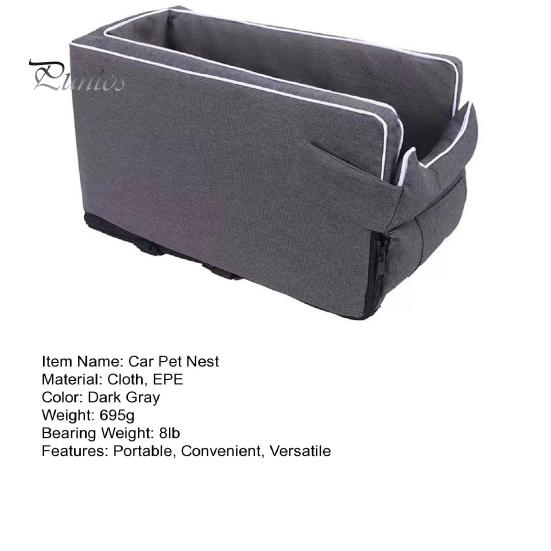 Bil kjæledyrreir Liten hundebilsete senterkonsoll Vanntett boosterseng Trygg bærbar hundebilholder med justerbare stropper for katter og hunder
