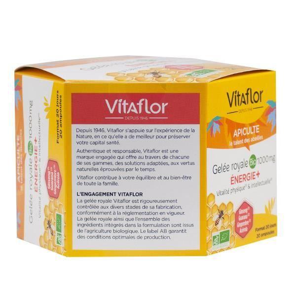 Vitaflor Apiculte Gelée Royale Bio 1000mg Energie+ 20 ampoules