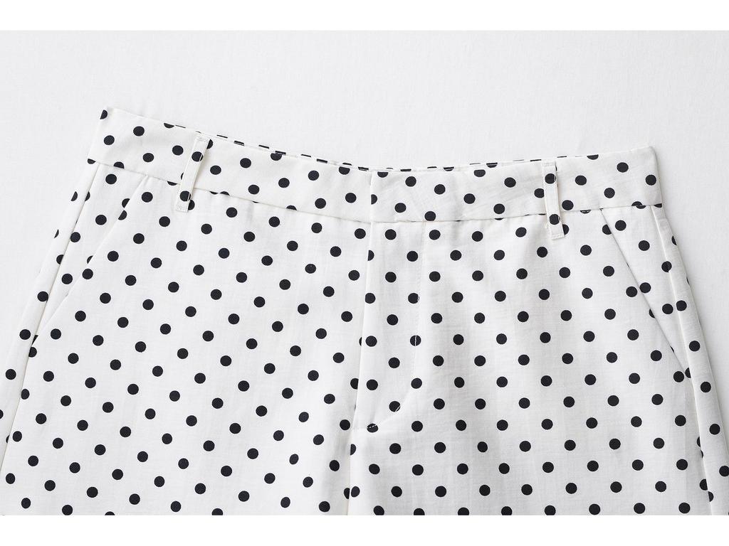 2025 Autumn Women's Polka Dot Puff Sleeve Jacket and Casual Pants Set