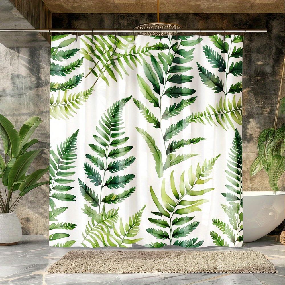 1pc Green Leaf Shower Curtain High Quality Polyester Fabric Vintage Country Style Waterproof Bathroom Decor Easy to Wash
