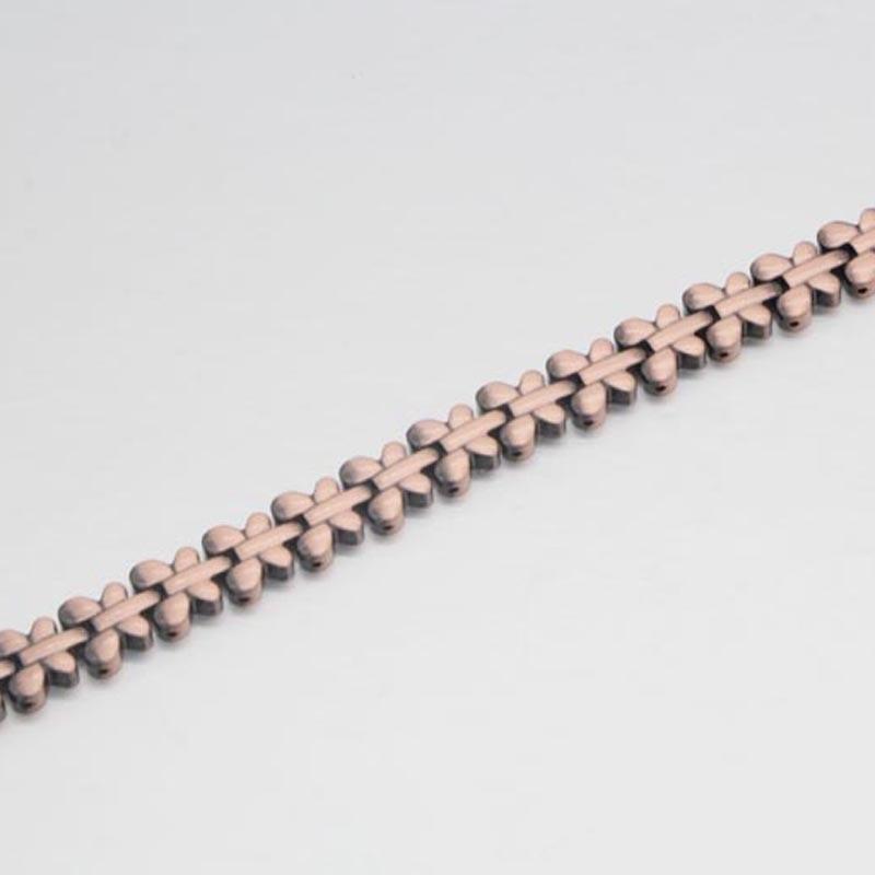 Womens Red Copper Bracelet With Neodymium Magnet Vintage Style Round Geometric Design