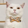 Flower Printed Cat Collar Bowknot Decors Adjustable Durablity Cat Camping Collar for Walking Camping Pet Supplies