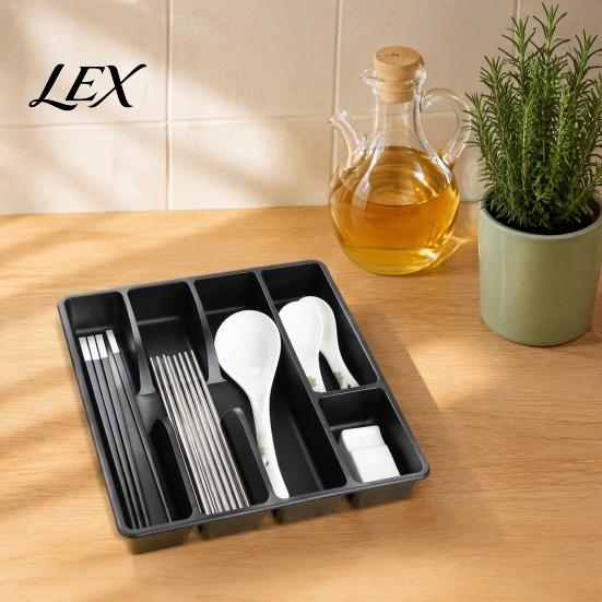 Kitchen Drawer Divider Cutlery Organizer, Multi-Compartment Plastic Utensil Tray, Space Adjustable Tray Saving Durable Storage for Home Holder