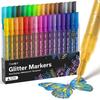JusArt Glitter Markers Sparkling Paint Pens for DIY Card and Rock Art Acrylic Paint Markers 32-Color - Making, Coloring, Scrapbooking, Glass, Wood,