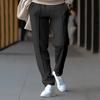 Men's Fashion Casual Solid-Colour Trousers Loose-Fit Drawstring Straight-Leg Trousers