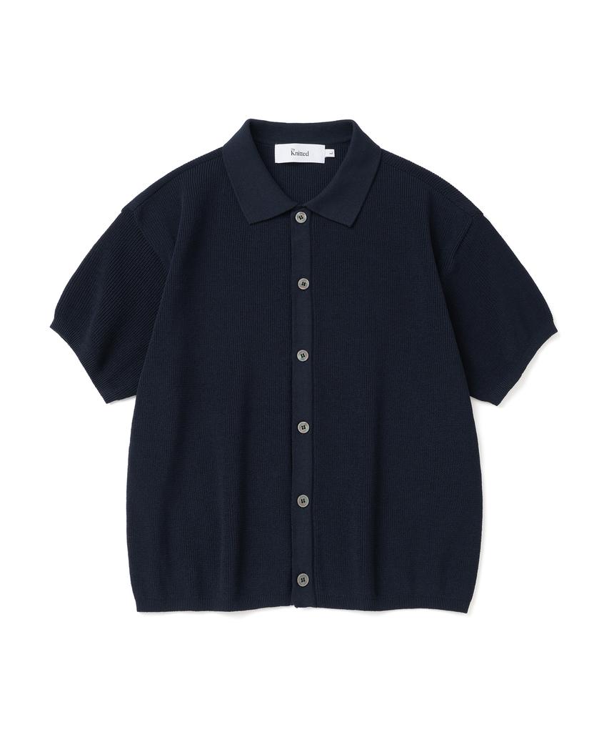 KNITTED Coolever Pk Crop Short Sleeve Cardigan Navy