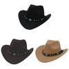 Ethnic Style Cowboy Hat With Brass Rivets For Winter Men Women