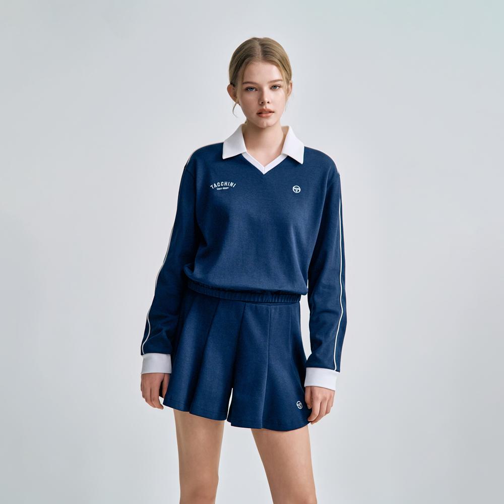 SERGIO TACCHINI W Double Knit V-Neck Long Sleeve Polo