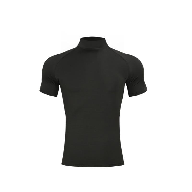Men's Long Sleeve High Neck Sport Bodysuit - Quick-Dry High Elastic Fitness Training Base Layer Top