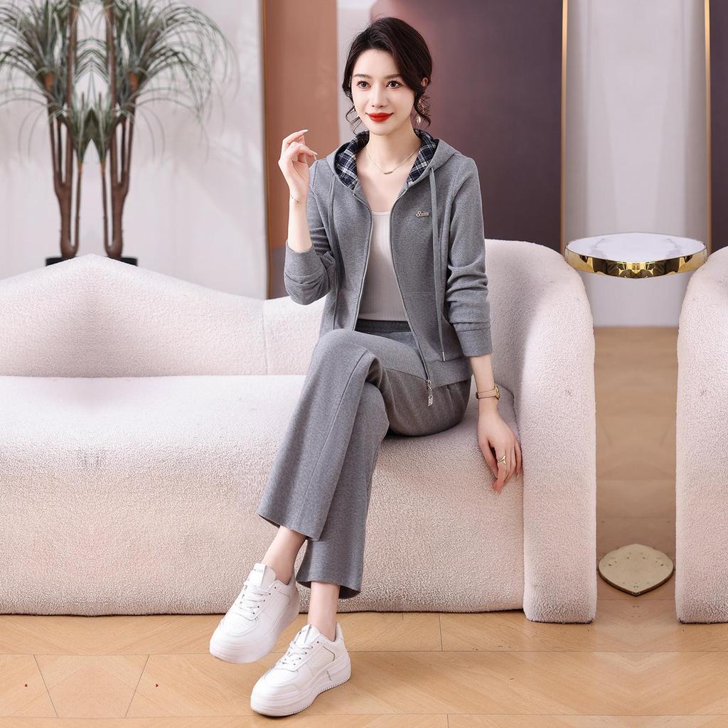 Women's Spring 2026 Casual Color-Block Hoodie & Sweatpants Set - Fashionable Two-Piece Sportswear