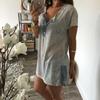 Elegante Blusa Casual para Mujer de Manga Corta Holgada con Detalle de Botón