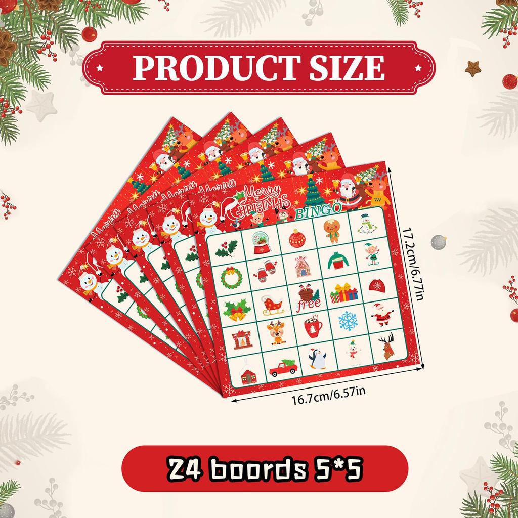 Christmas Bingo Card Games Set Board Games,Charades Merry for Kids Party Winter Theme