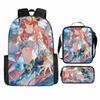Luxury Popular Funny Novelty Genshin Impact 3D Printed 3pcs/Set Pupil School Bags Laptop Daypack Backpack Lunch Bag Pencil Case