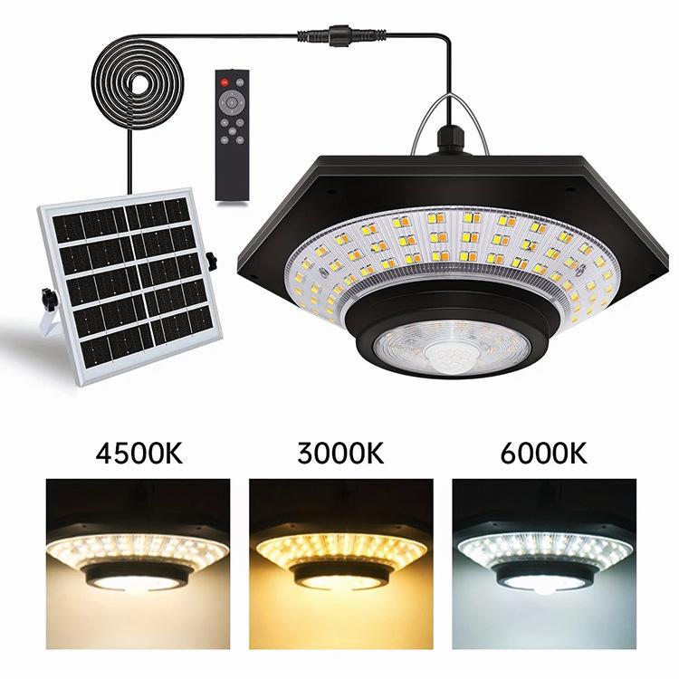 Solar-Powered LED Pendant Light for Indoor/Outdoor Use in Gazebos and Gardens