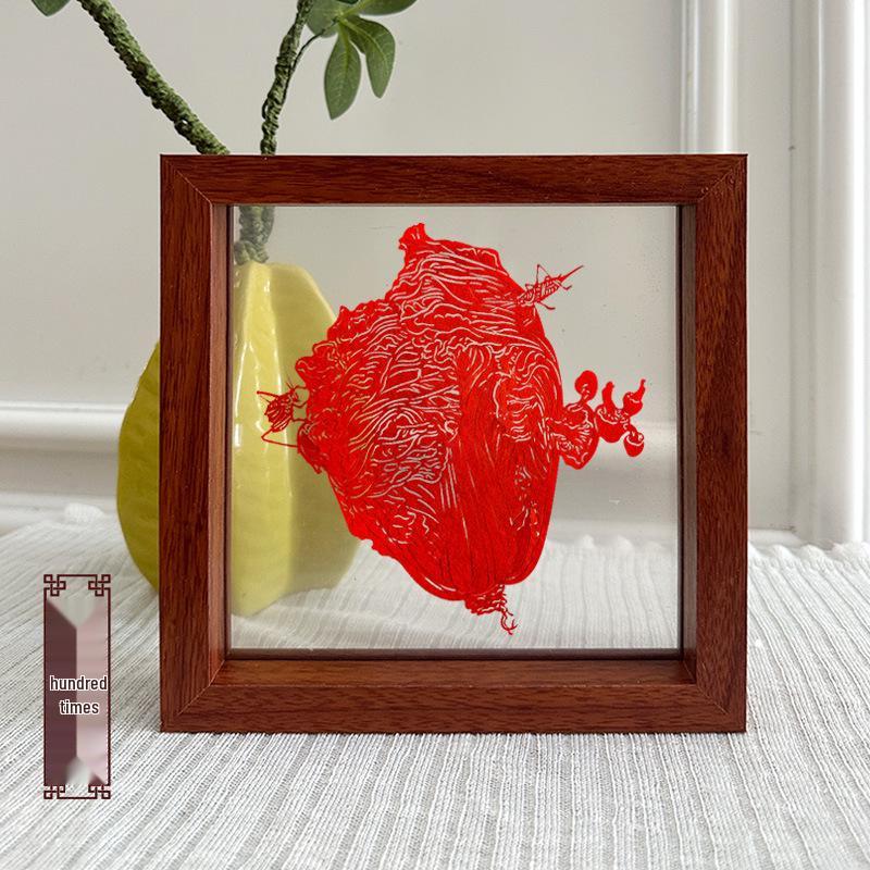 Xianci Double-Sided Transparent Frame: A4 Paper-Cut Calligraphy Fu Character Display Stand