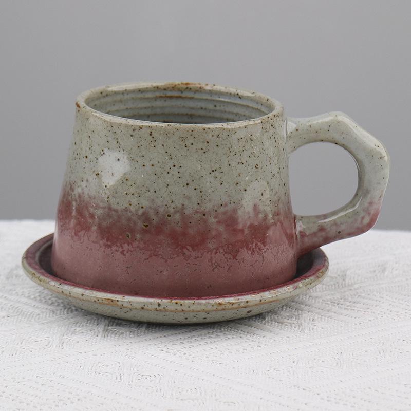 Retro Ceramic Cup and Saucer Set - Niche Design Creative Coffee Mug