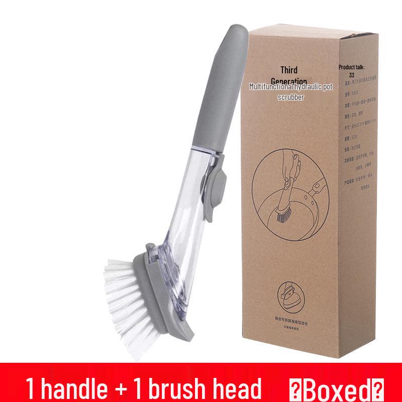 Liquid Dispensing Kitchen Dish Brush - Multifunctional Long Handle Oil & Pot Brush