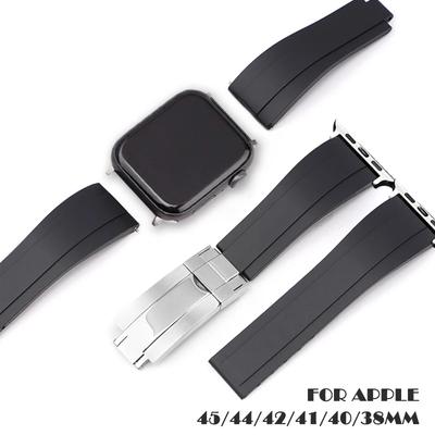 Luksusowy Silikonowy Pasek do Zegarka dla Apple Watch 44mm 40mm 45mm 41mm Pasek do Iwatch 7 8 6 SE 5 4 3 42mm 38mm Akcesoria do Bransoletki
