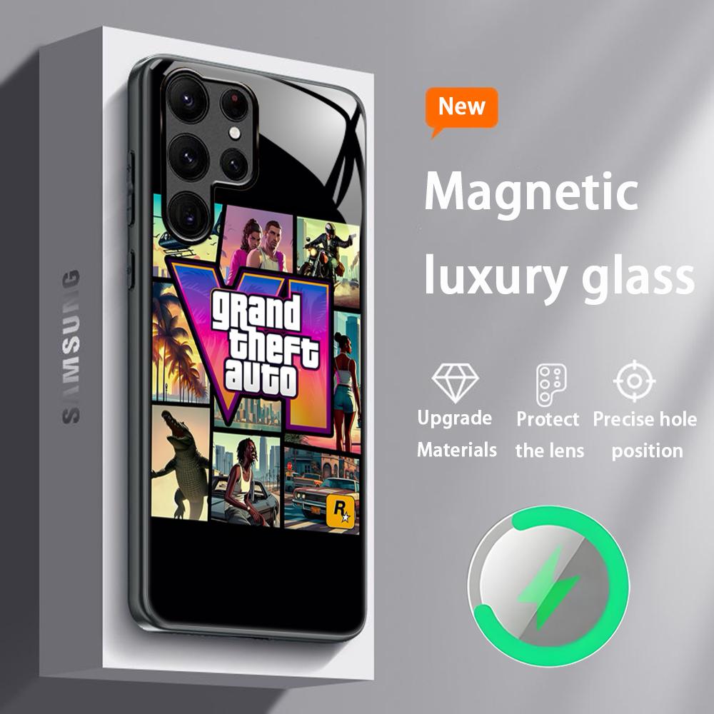 G-GTA6 R Star Game Hot Phone Case For Samsung S25 S24 S23 S22 S21 S20 Plus Ultra Note20 Glass Magnetic Case