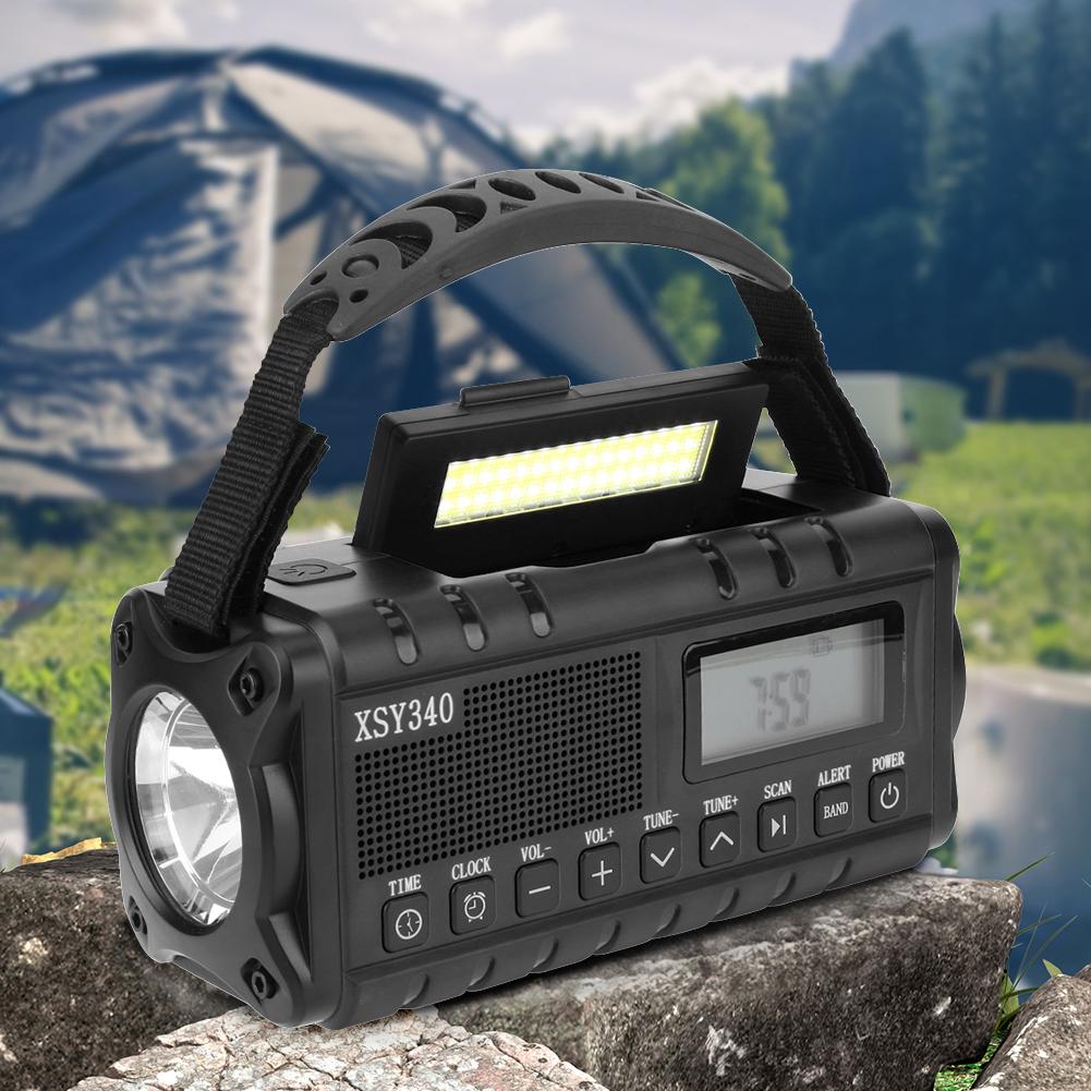 10000mAh Emergency Hand Crank Radio Digital Display Solar AM FM NOAA Weather Radio 4 Ways Powered Flashlight for Outdoor Camping